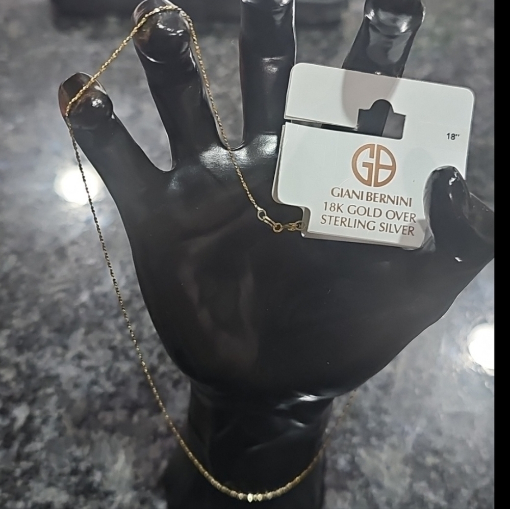 NWT Giani Bernini Necklace 18K Gold Over Sterling Silver Chain 18 inches Twist
